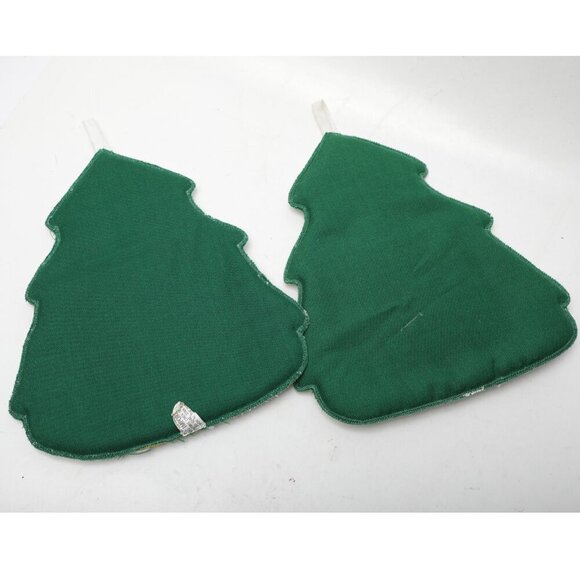 Vintage Embroidered Christmas Tree Carollers Padded Potholders Holiday Set of 2 - Picture 5 of 8